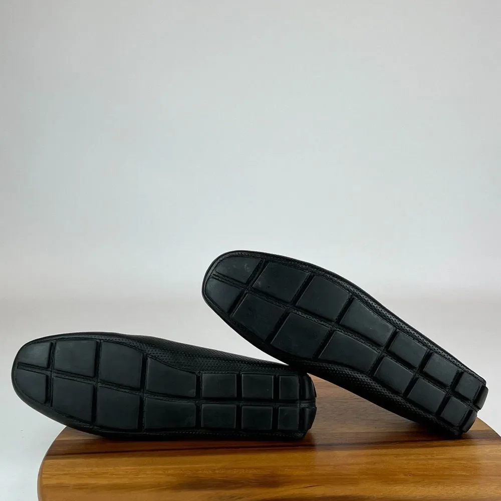 Mens Mercanti Fiorentini 3601 Black Leather Perforated Loafers‎ Shoes Size 11 M